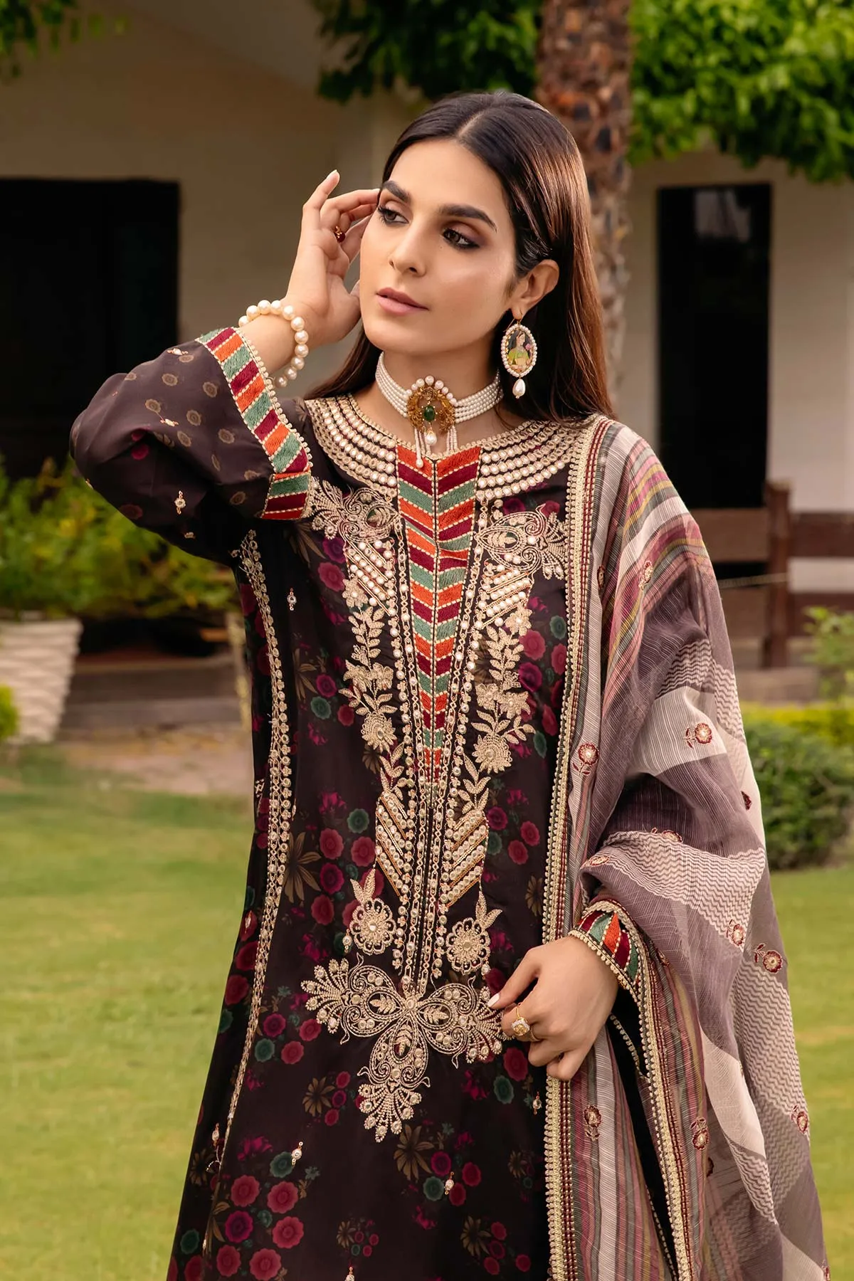 3-Pc Charizma Unstitched Embroidered Swiss Lawn With Chiffon Dupatta CSM-3-04