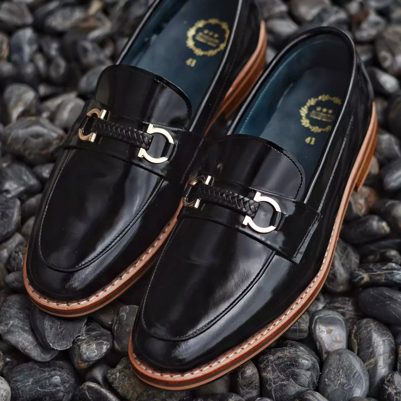 702 Horsebit Plait Loafer X Piano Black Wooden Soles