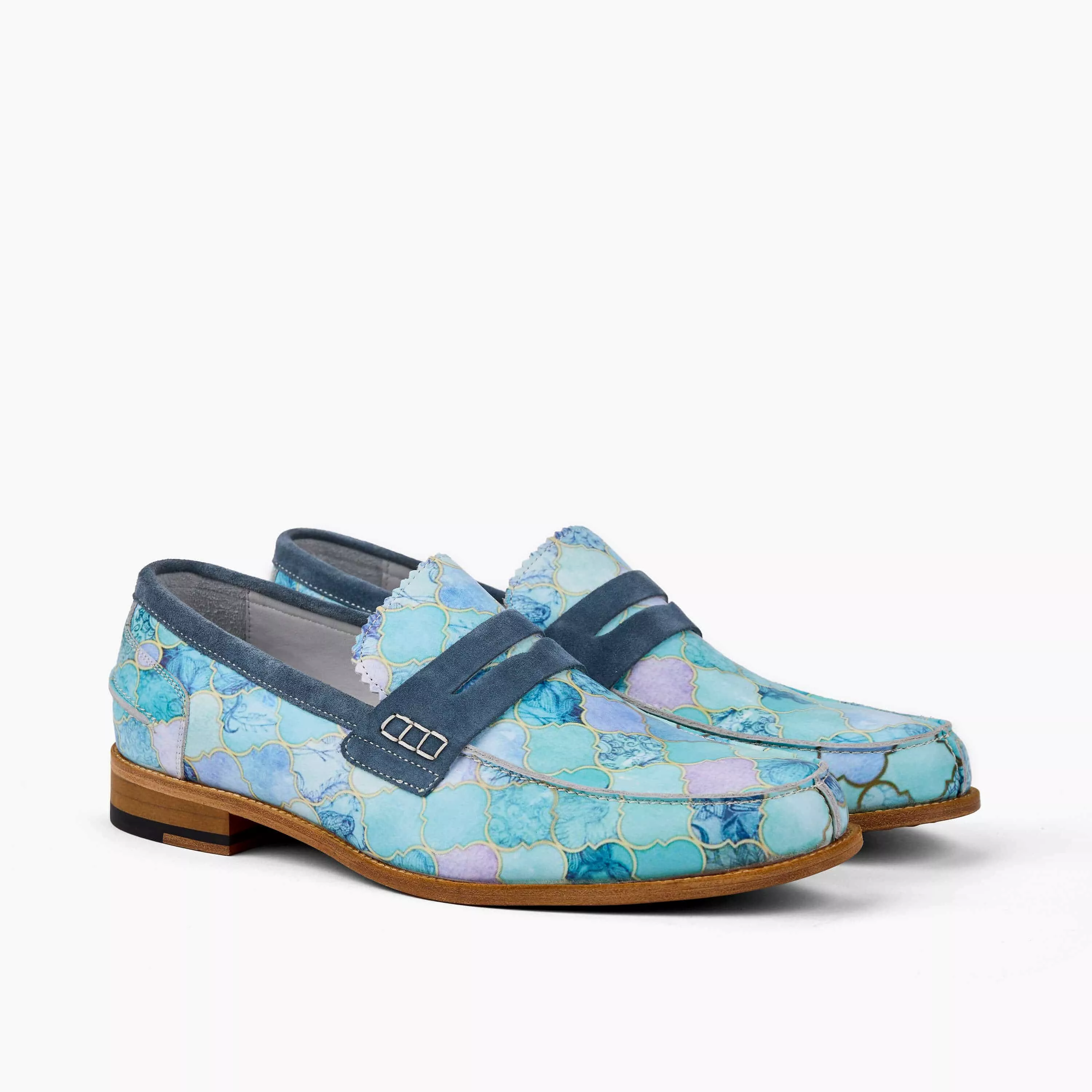 Abe Aquamarine Suede Penny Loafers