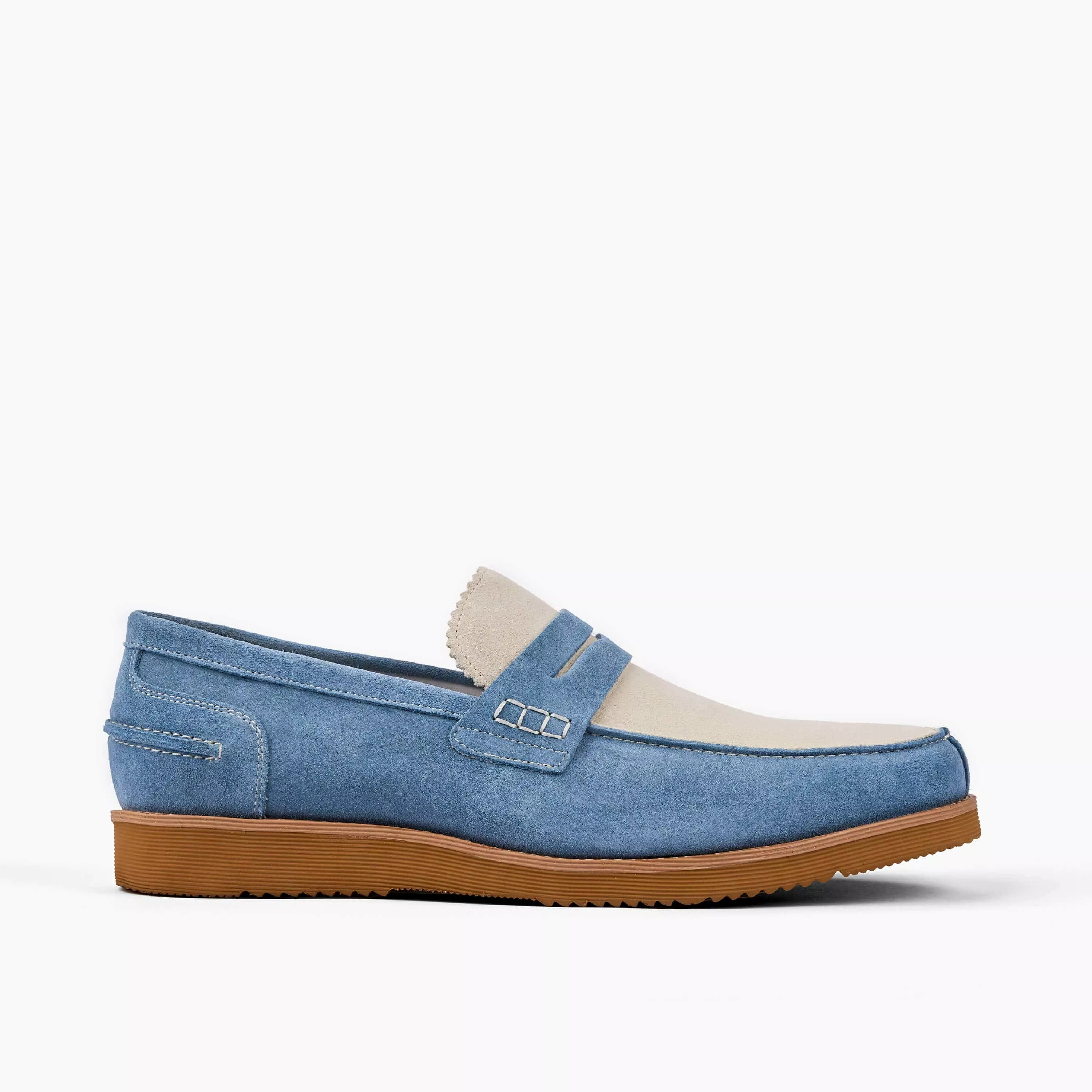 Abe Baby Blue Suede Penny Loafers