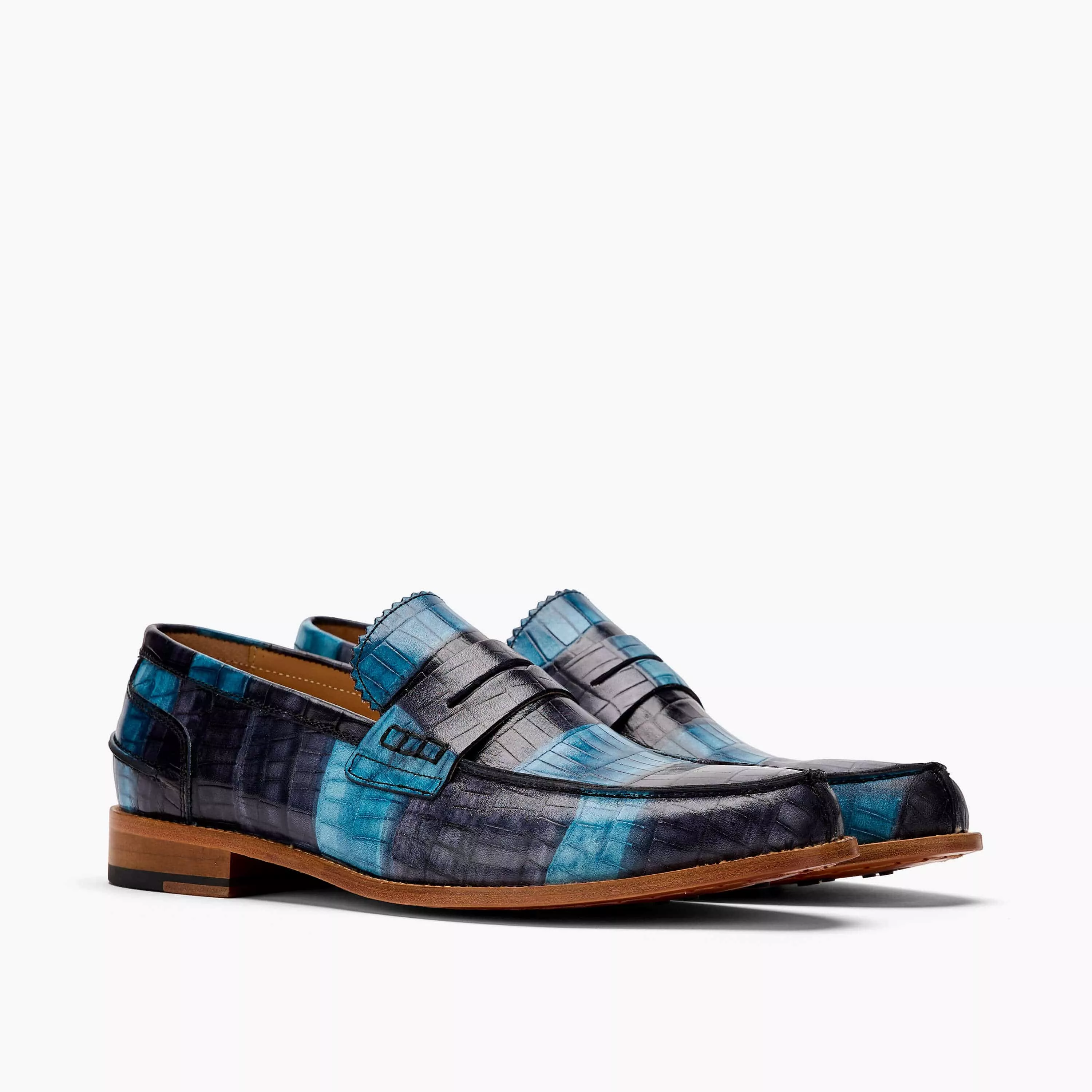 Abe Blue Haze Leather Penny Loafers