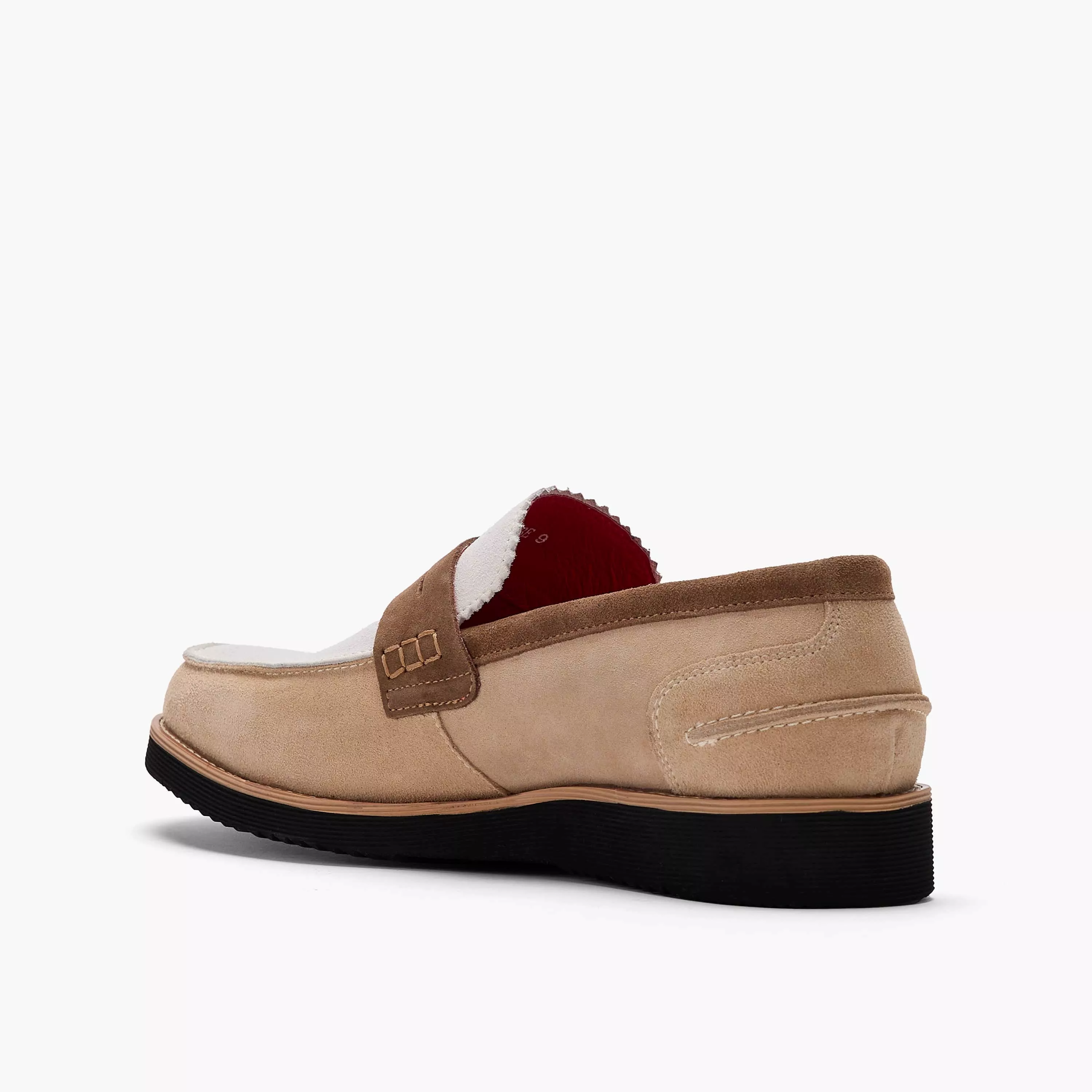 Abe Camel/White Suede Penny Loafers