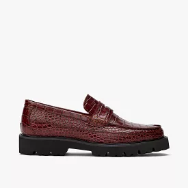 Adler Brandy Croc Leather Penny Loafers