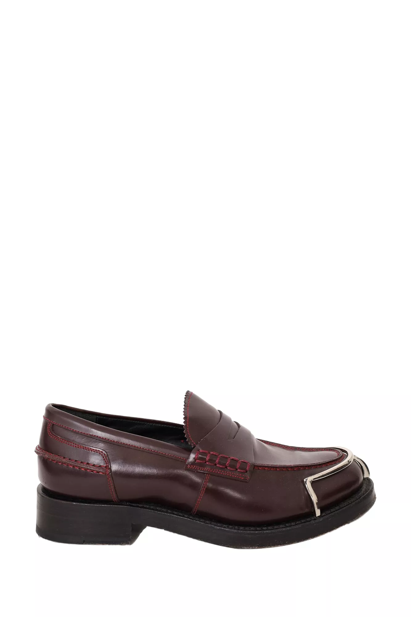 Alexander Wang Burgundy Leather Carter Halo-Toe Penny Loafers Size 37