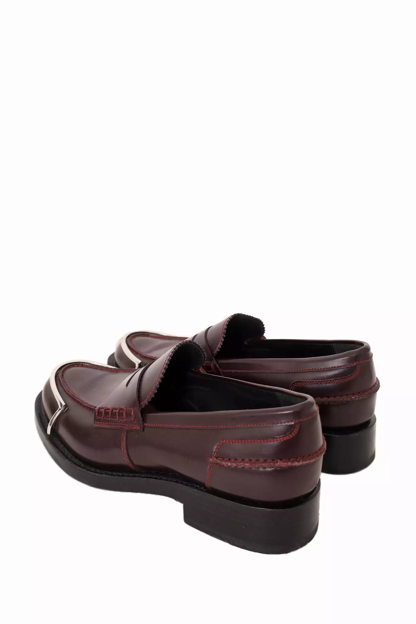 Alexander Wang Burgundy Leather Carter Halo-Toe Penny Loafers Size 37