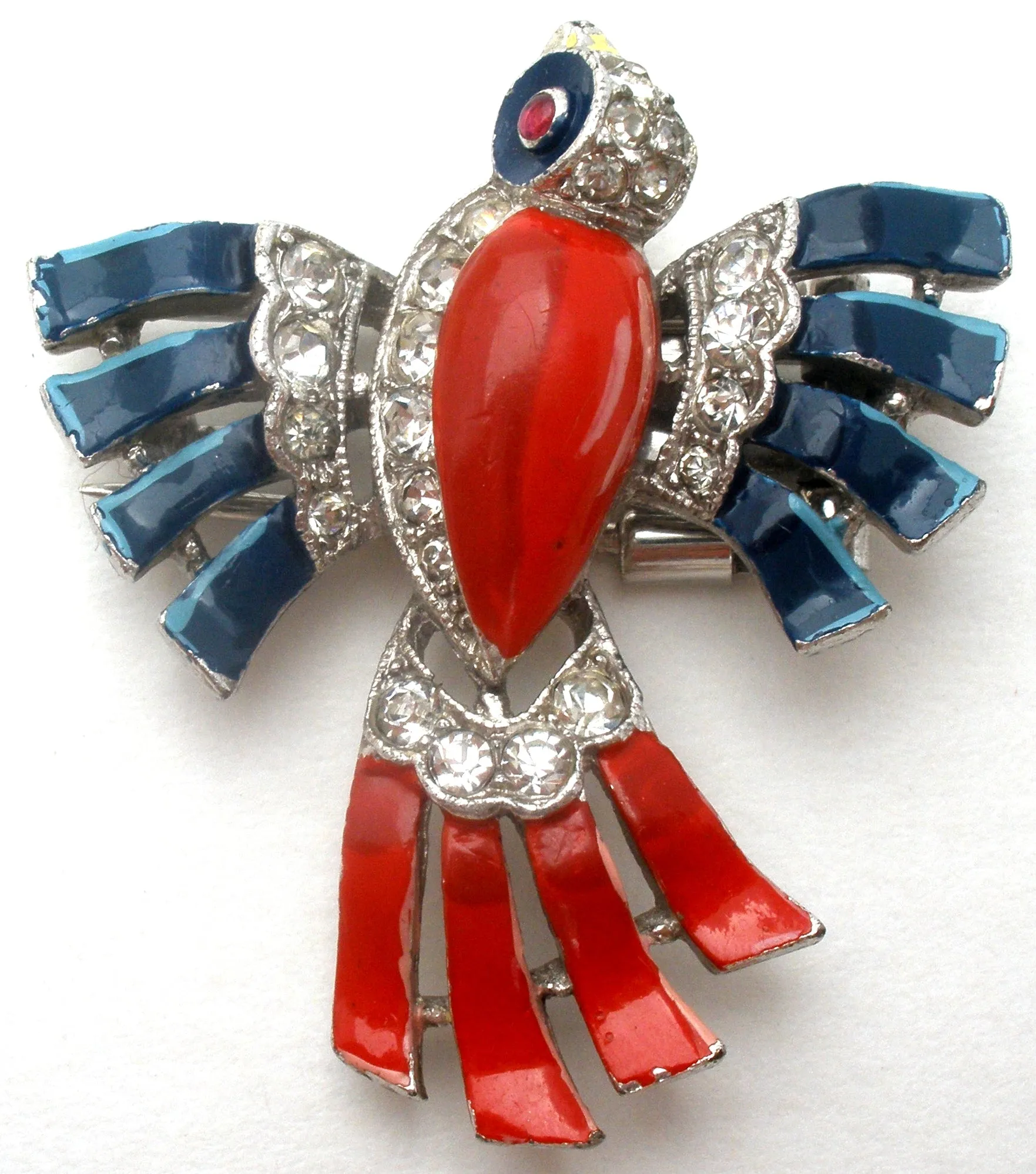 Alfred Philippe Trifari Bird Fur Clip Patriotic Vintage