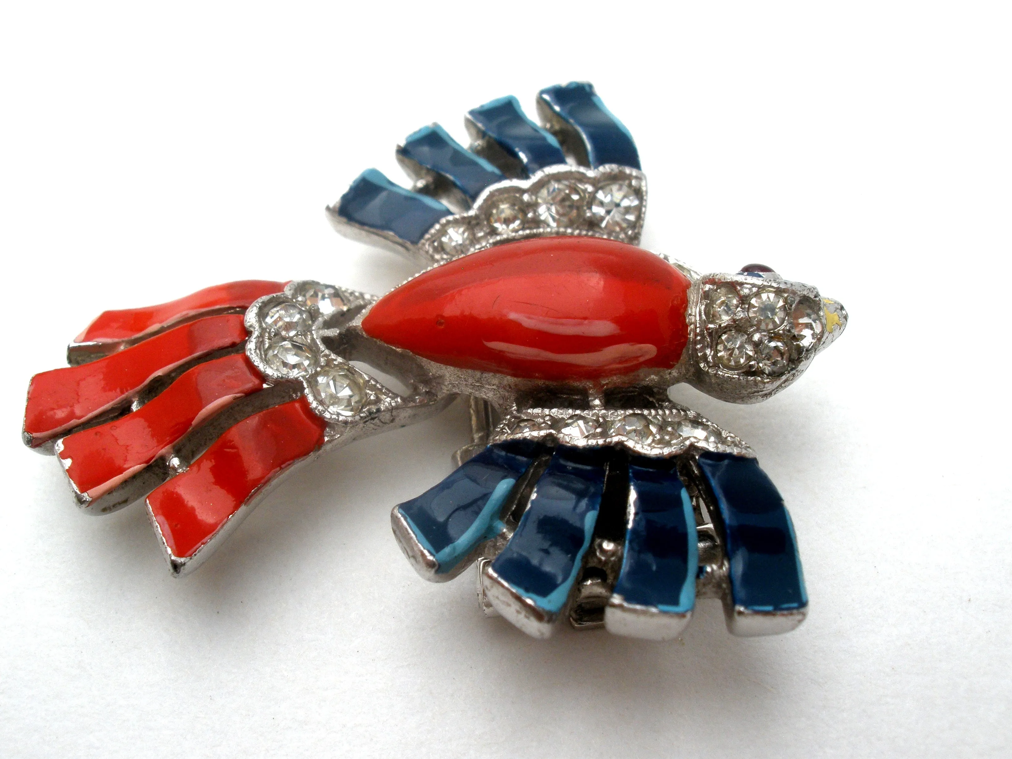 Alfred Philippe Trifari Bird Fur Clip Patriotic Vintage