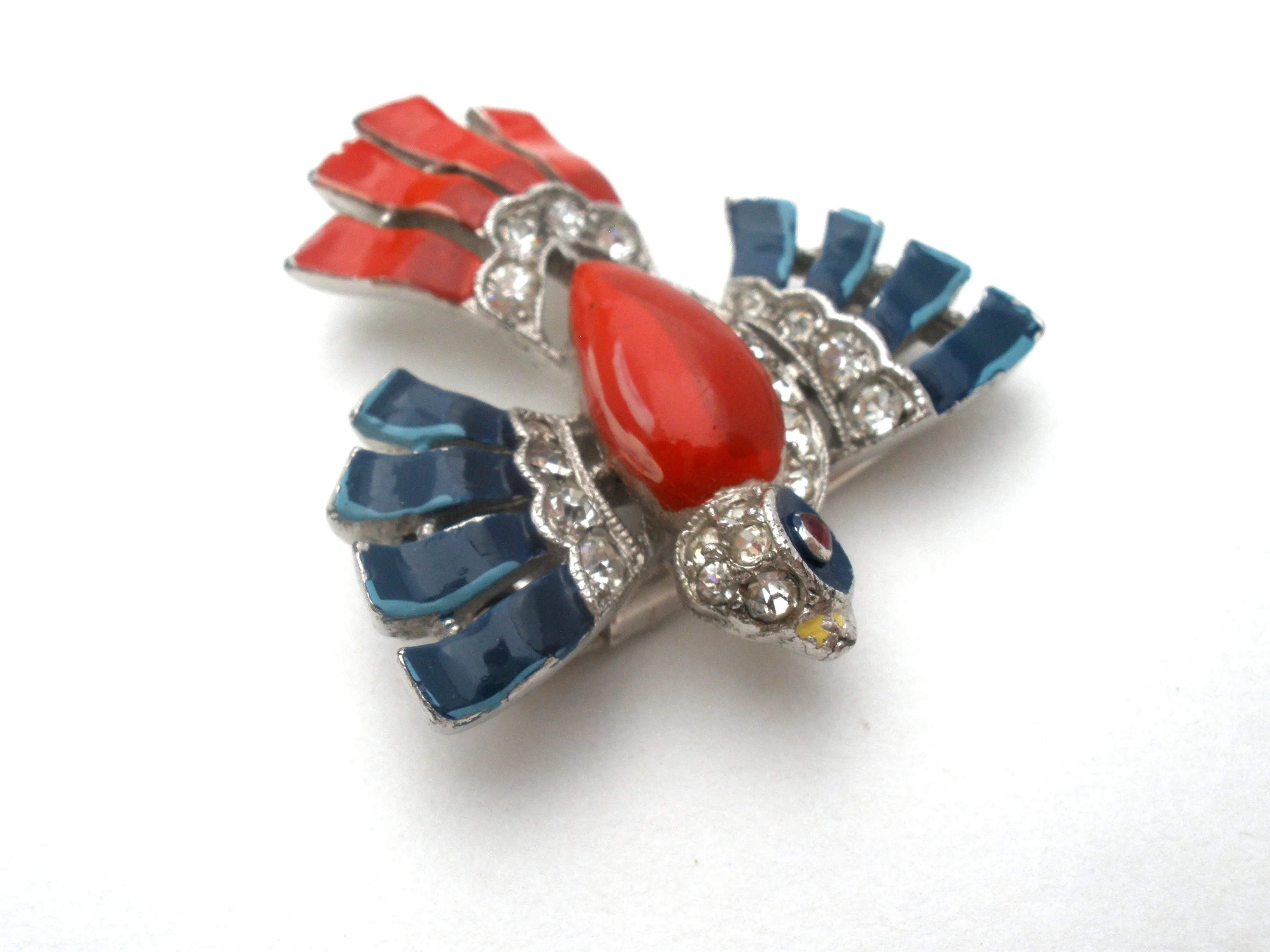 Alfred Philippe Trifari Bird Fur Clip Patriotic Vintage