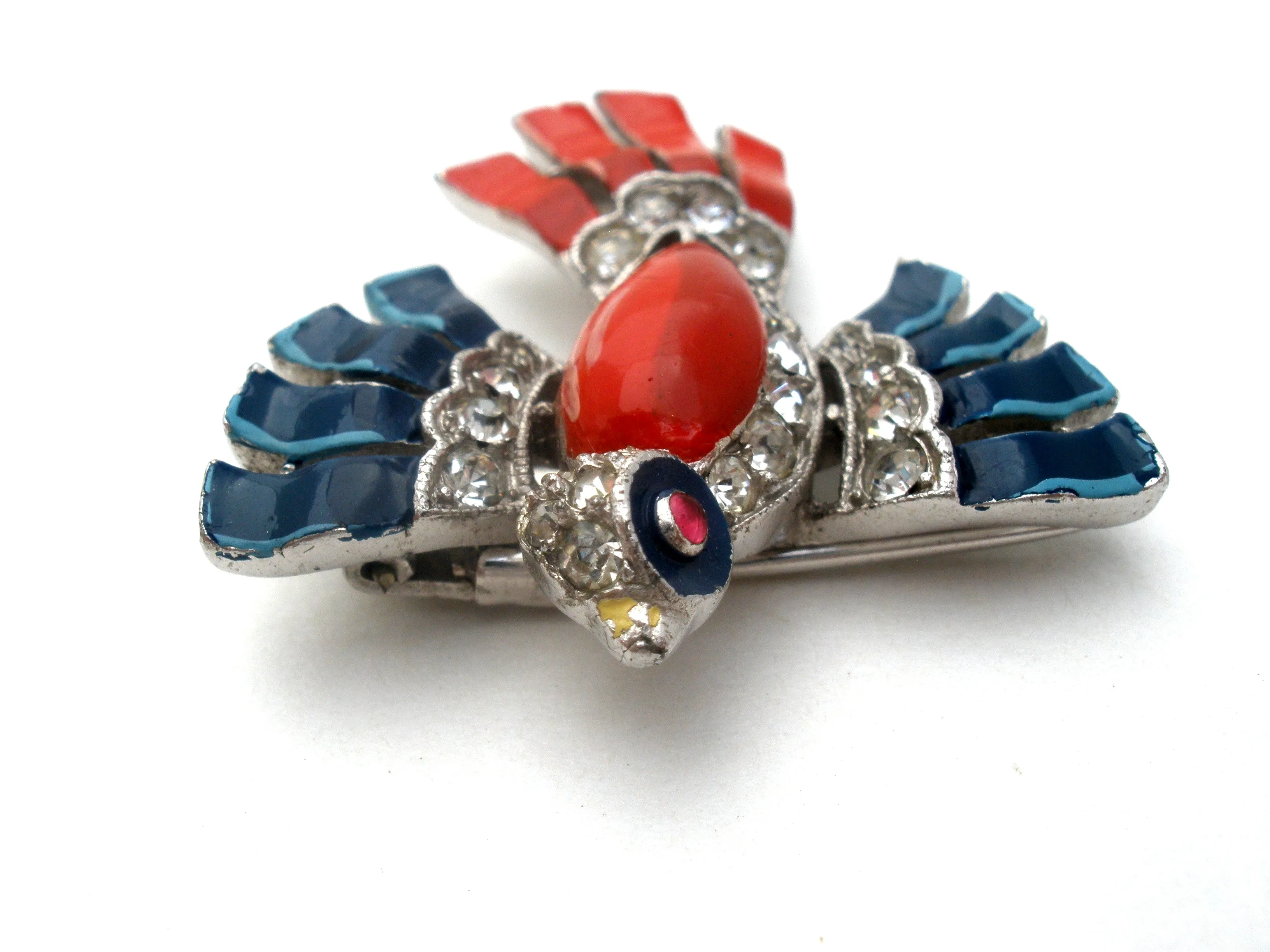 Alfred Philippe Trifari Bird Fur Clip Patriotic Vintage