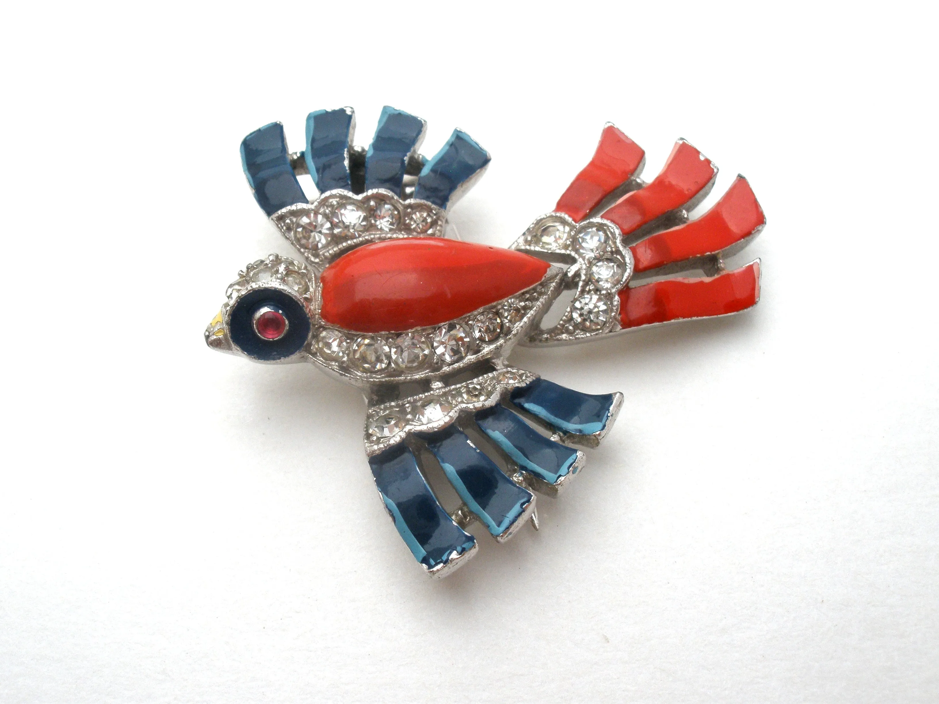 Alfred Philippe Trifari Bird Fur Clip Patriotic Vintage