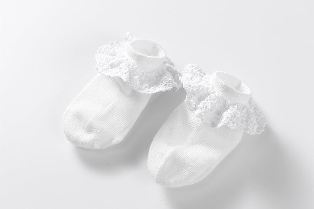 AMELIA - Socks with high quality lace (hand stitched) - 0-1Y, 1-2Y, 2-4Y, 4-6Y, 6-8Y