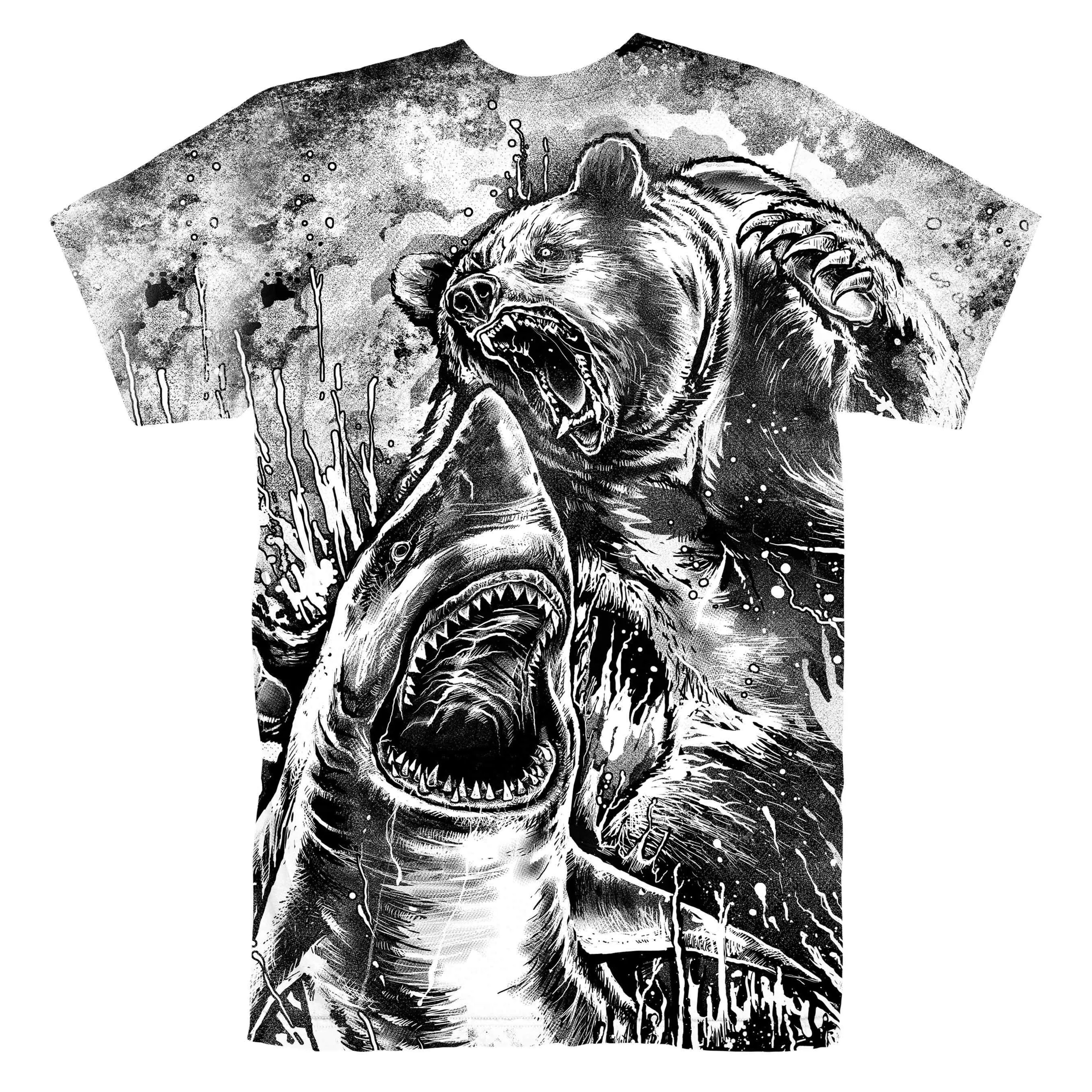 BEAR VS SHARK (BLACK & WHITE) T