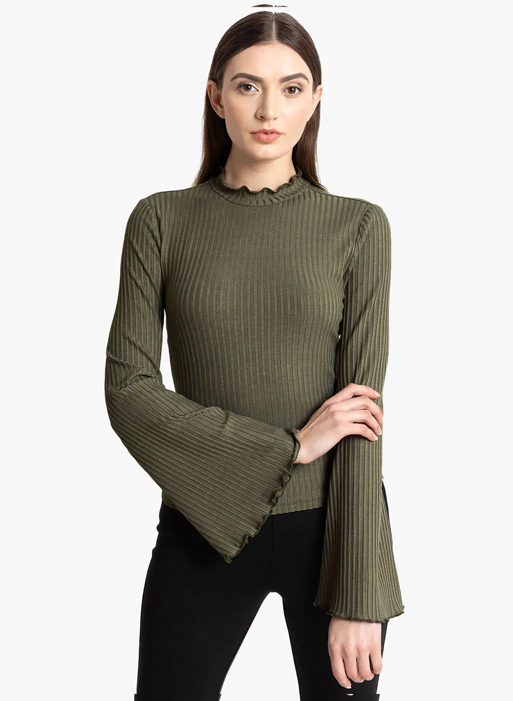 Bell Sleeve Lettuce Hem T-Shirt