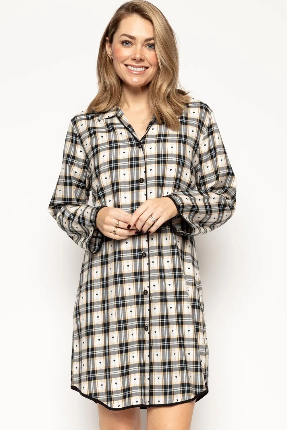 Beth Heart Dobby Check Nightshirt