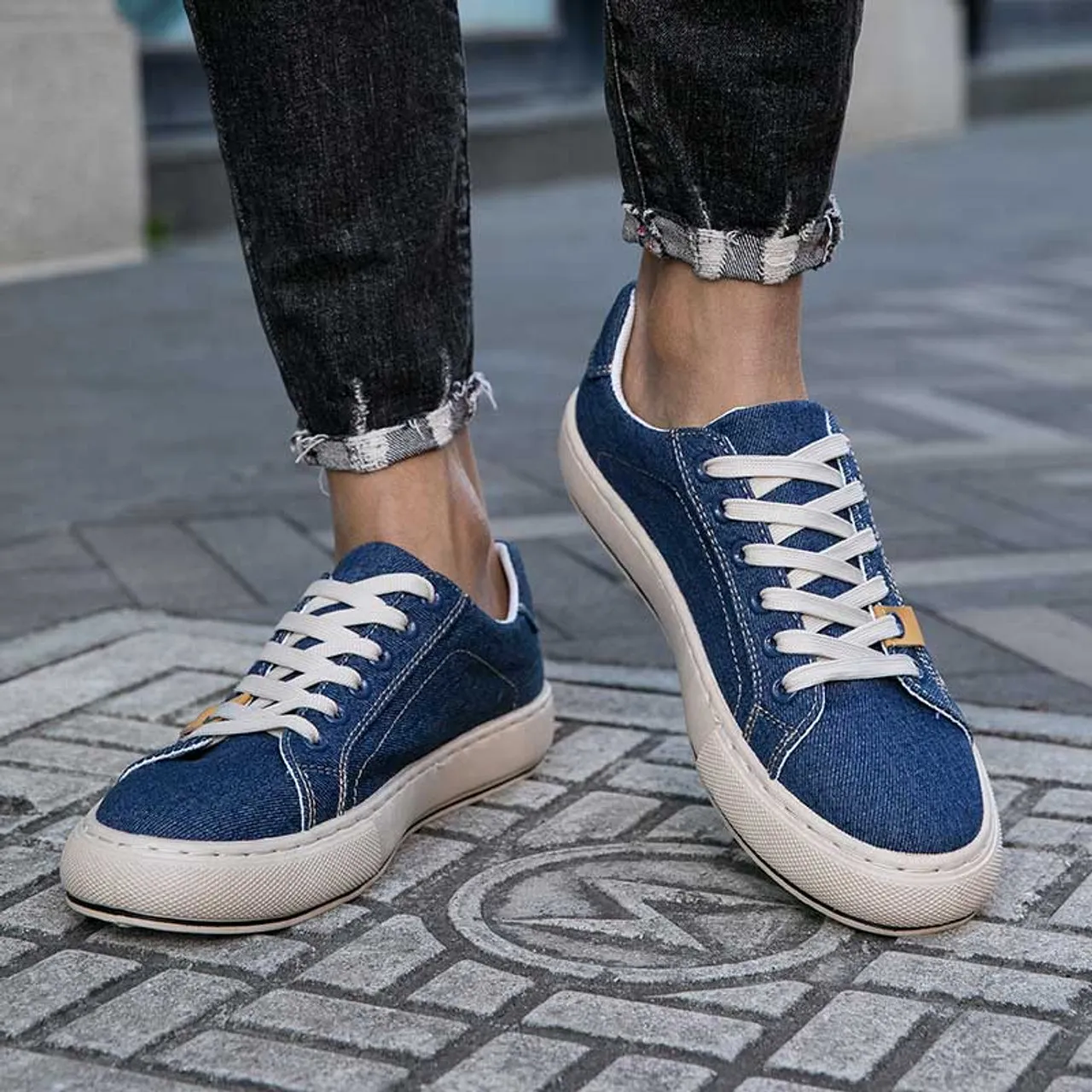 Blue denim canvas casual shoe sneaker