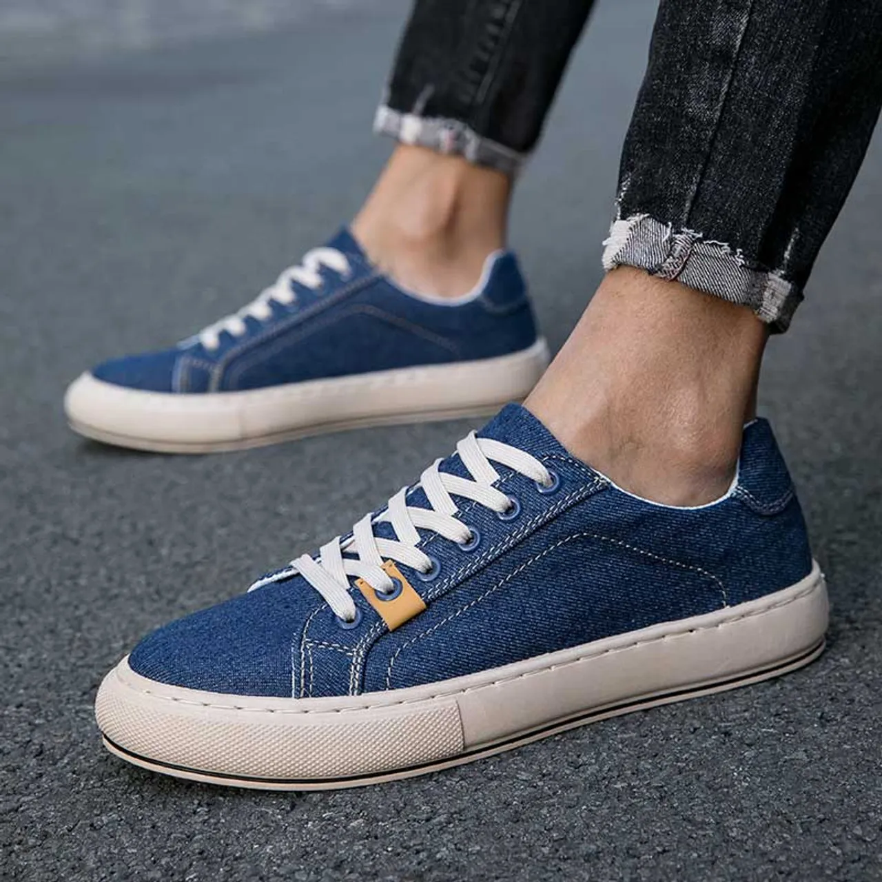 Blue denim canvas casual shoe sneaker