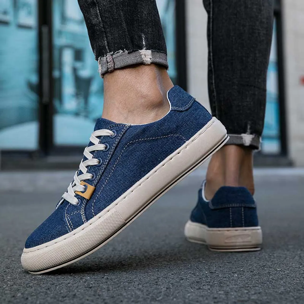 Blue denim canvas casual shoe sneaker