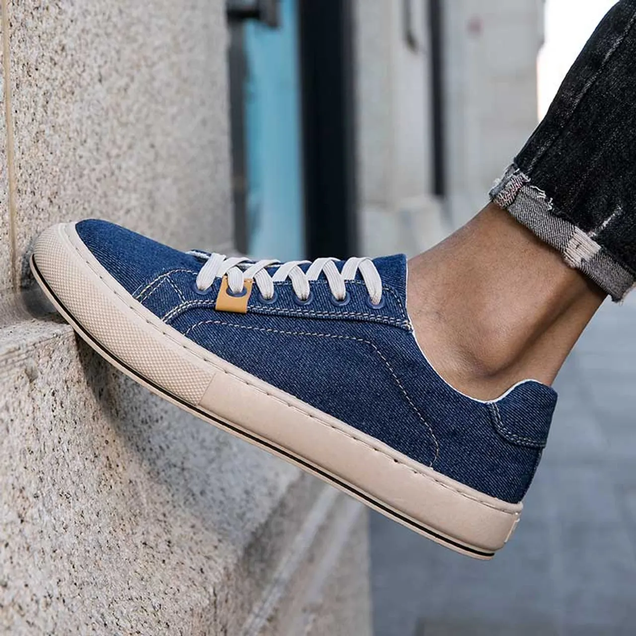 Blue denim canvas casual shoe sneaker