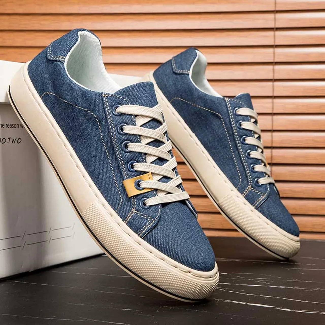 Blue denim canvas casual shoe sneaker