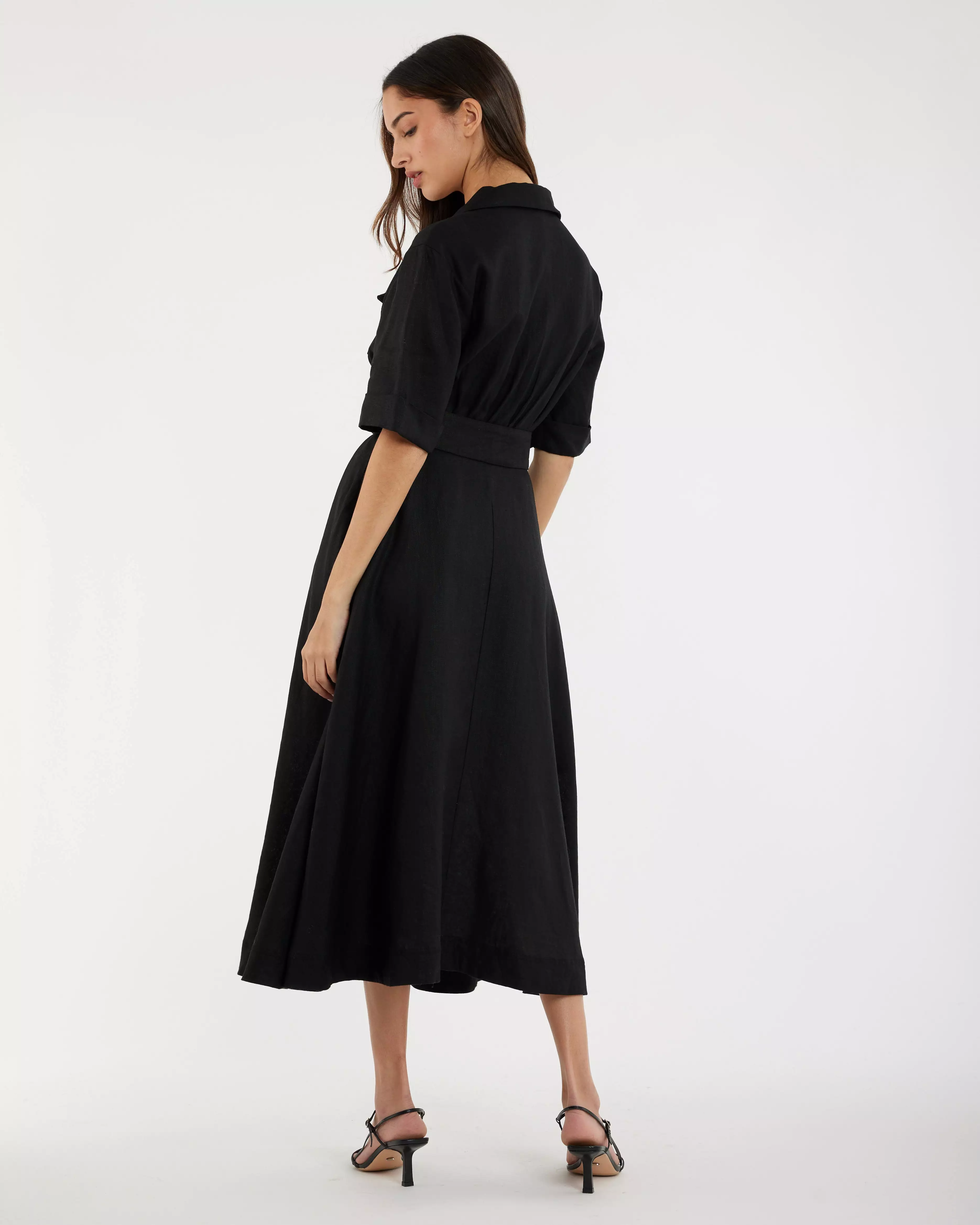 Cadence Linen Dress - Black