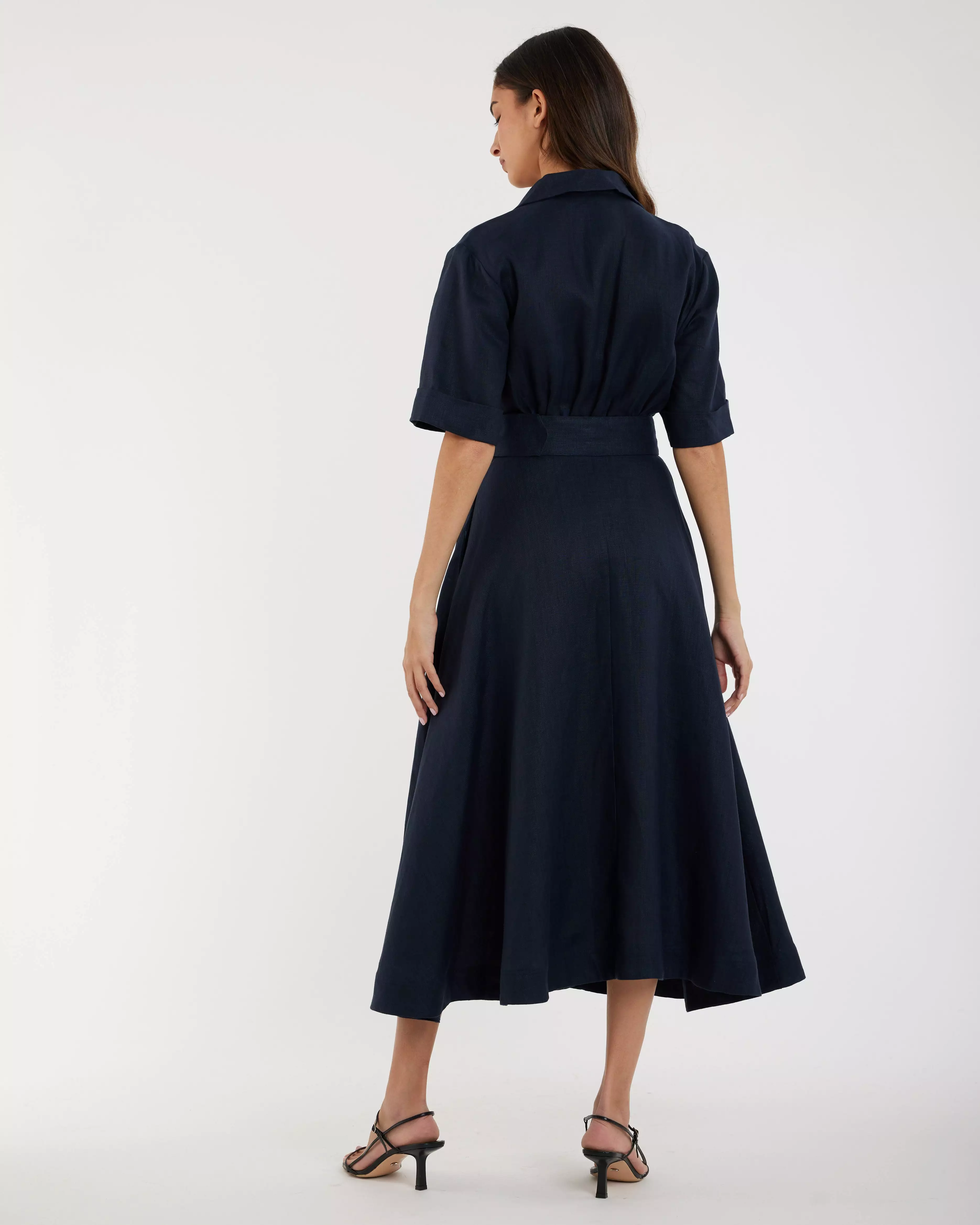 Cadence Linen Dress - Navy