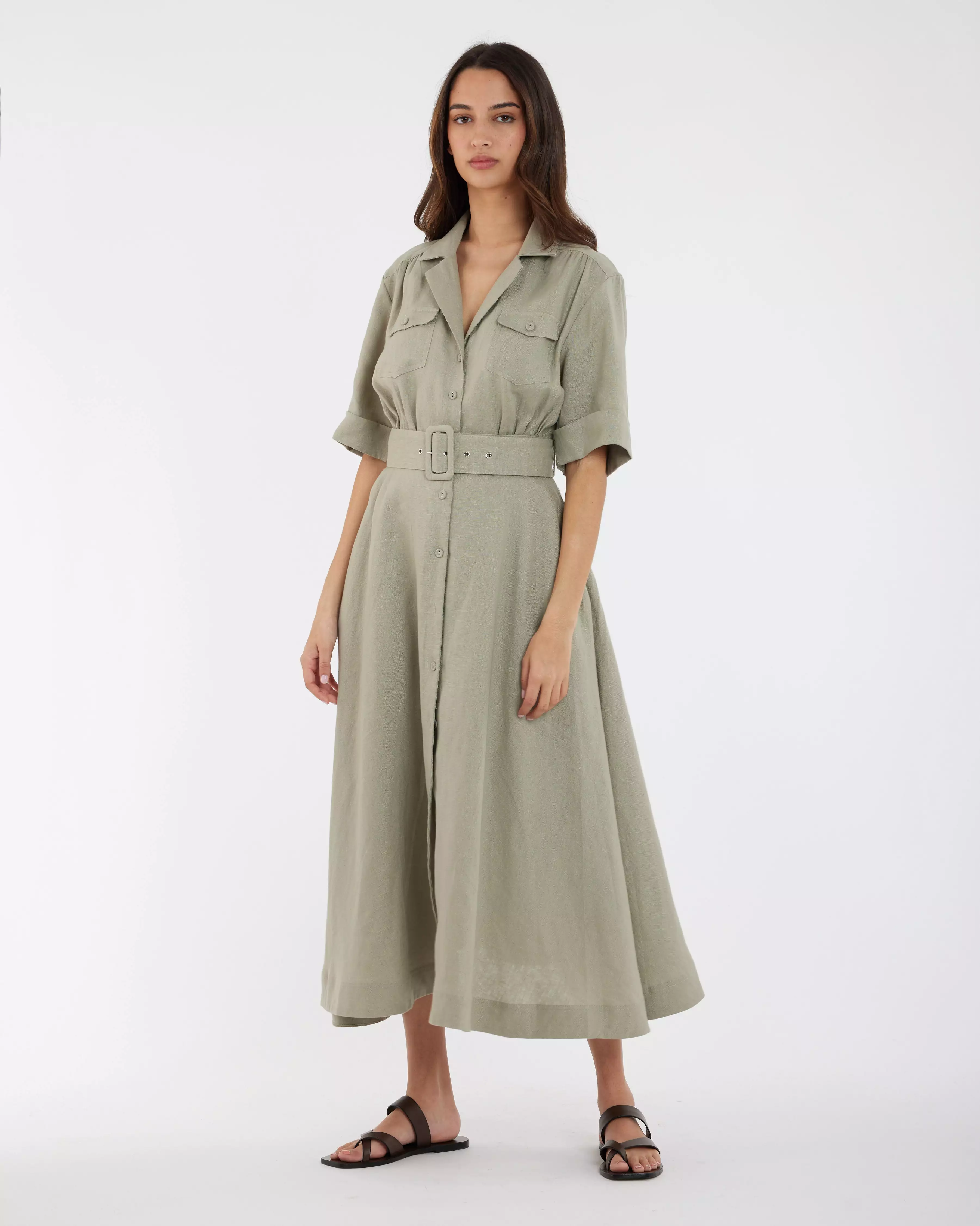 Cadence Linen Dress - Sage