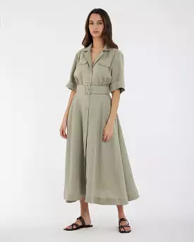 Cadence Linen Dress - Sage