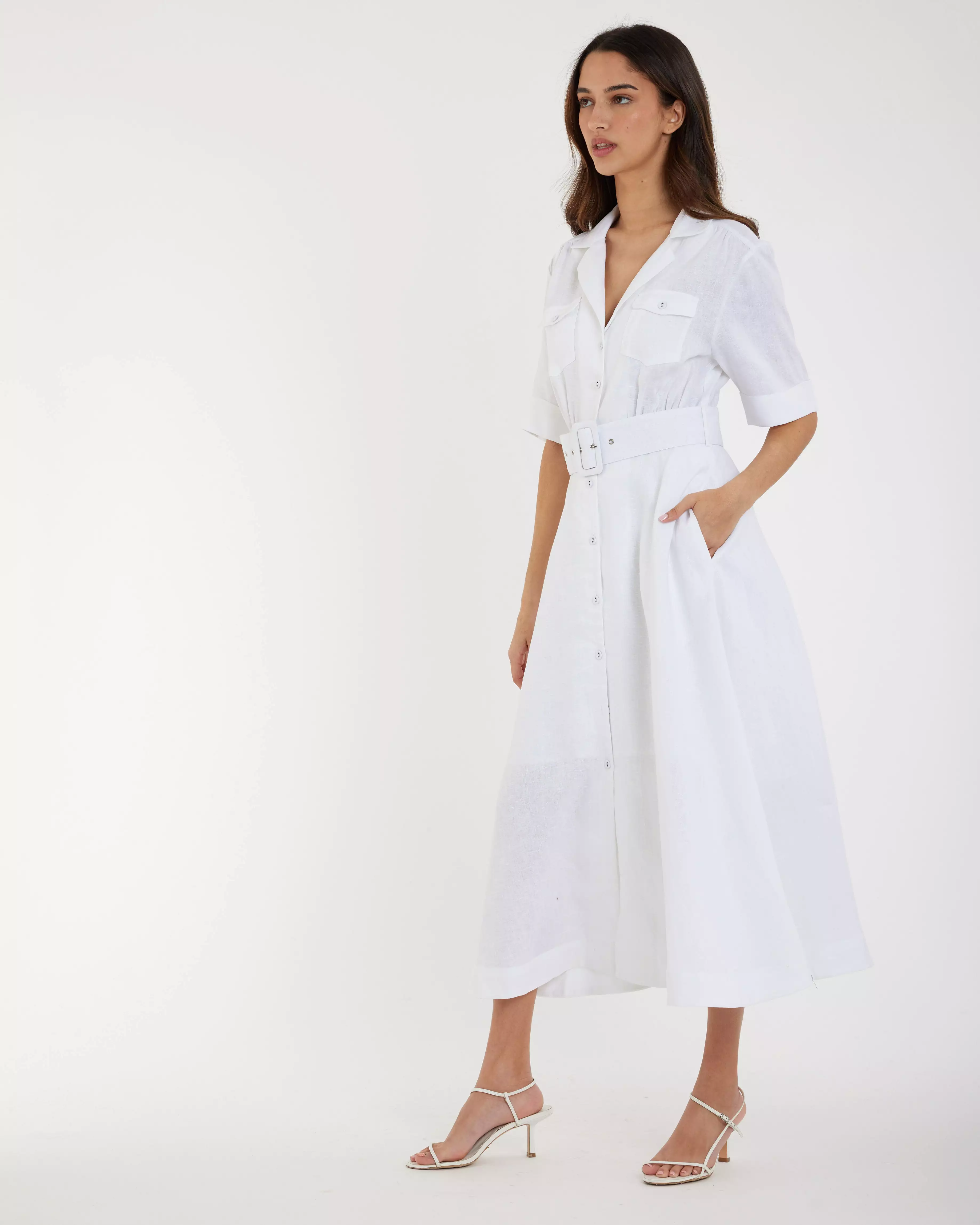 Cadence Linen Dress - White