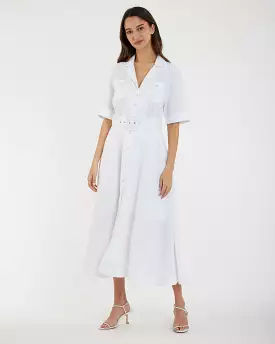 Cadence Linen Dress - White