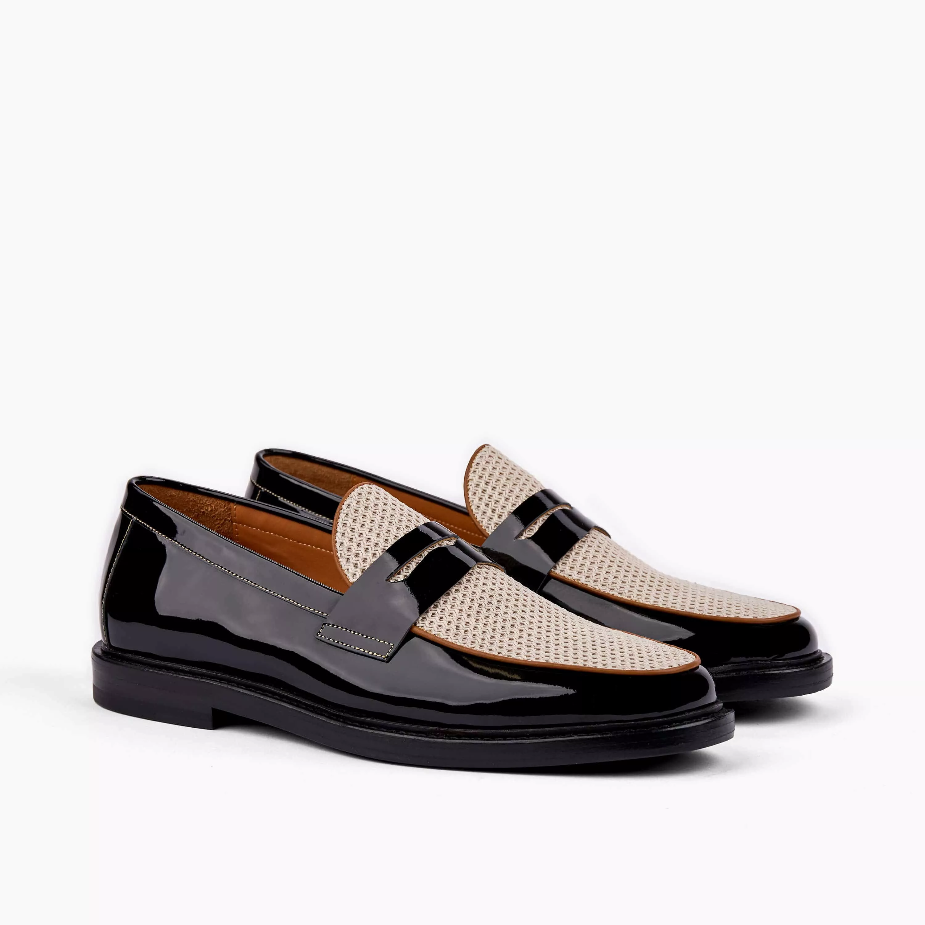 Calum Black Patent Leather Penny Loafers