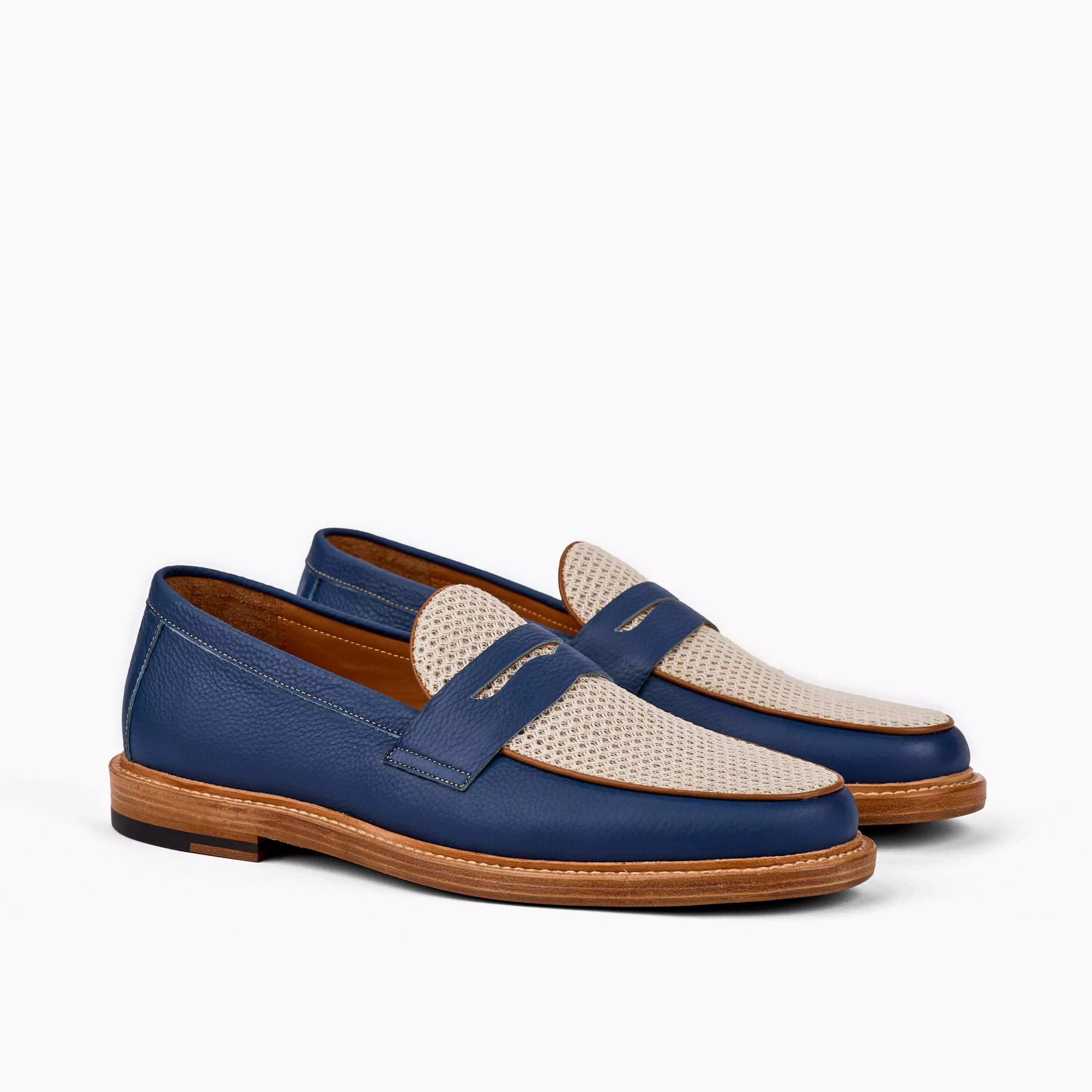 Calum Indigo Leather Penny Loafers