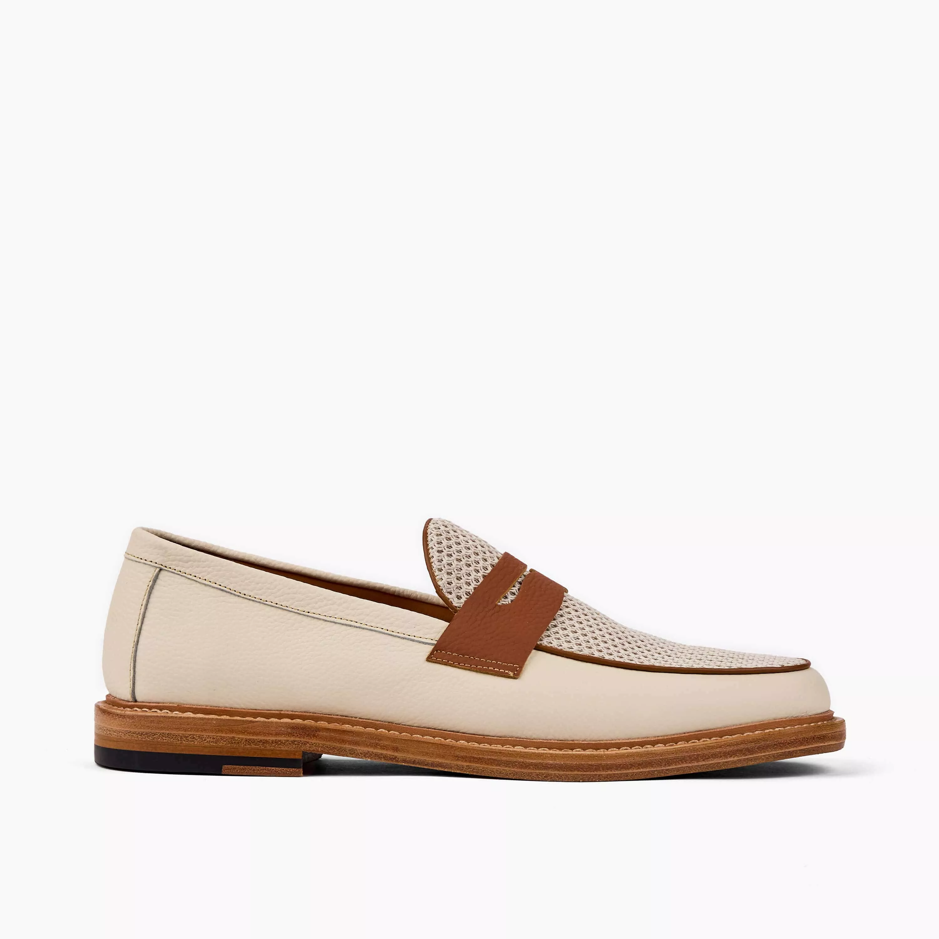 Calum White Leather Penny Loafers