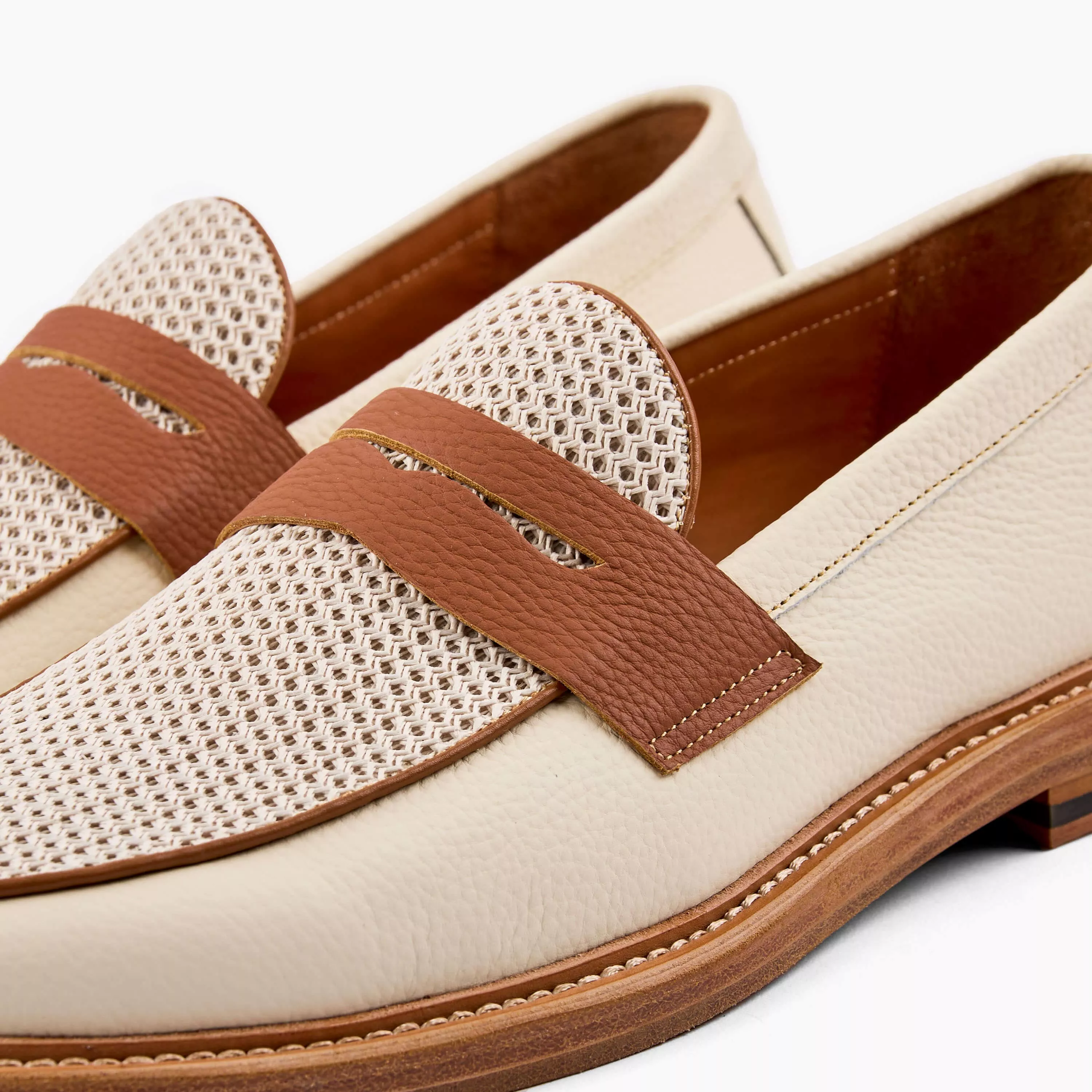 Calum White Leather Penny Loafers