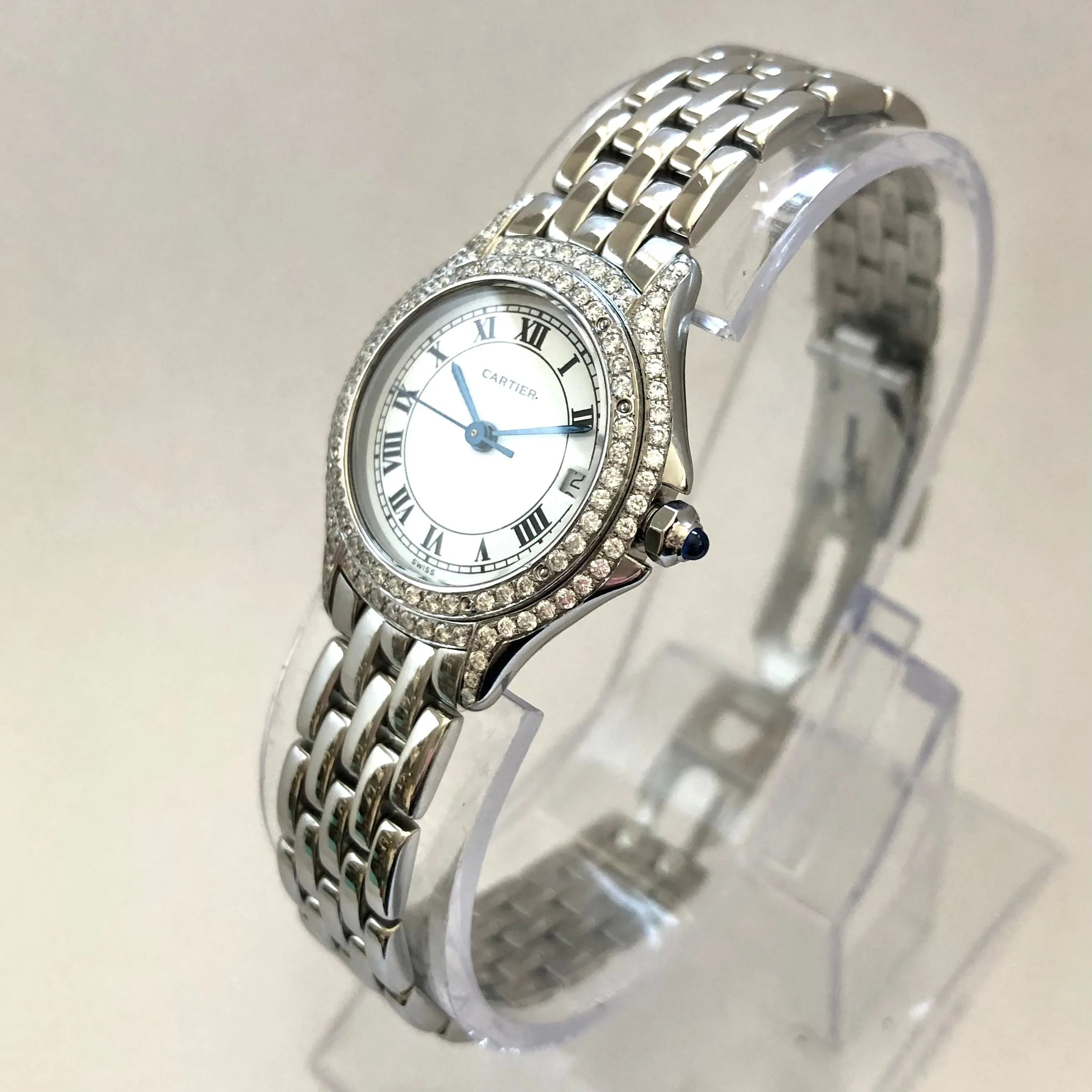 CARTIER COUGER 26mm Steel ~0.62TCW Diamond Watch