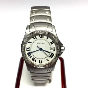 CARTIER COUGER Quartz 30mm Steel Diamond Watch