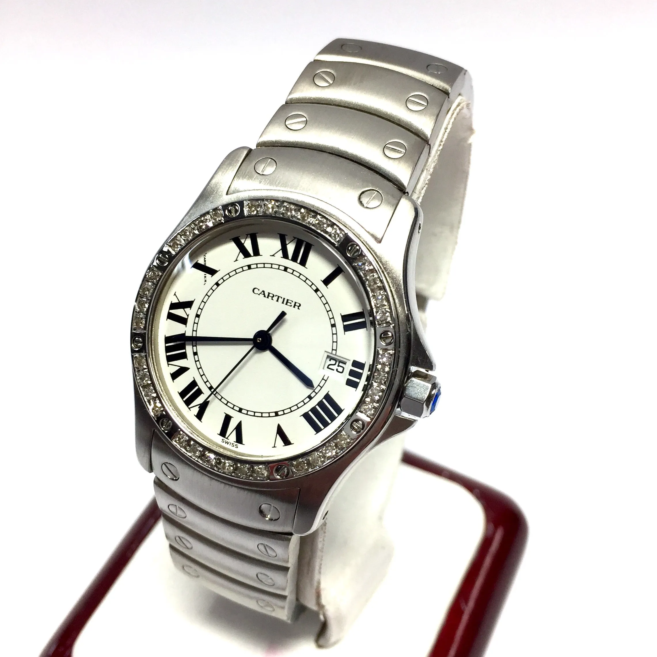 CARTIER COUGER Quartz 30mm Steel Diamond Watch