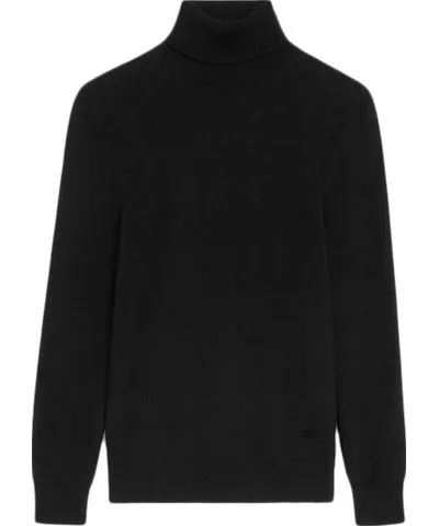 Celine TRIOMPHE HIGH NECK SWEATER IN THIN BLACK CASHMERE