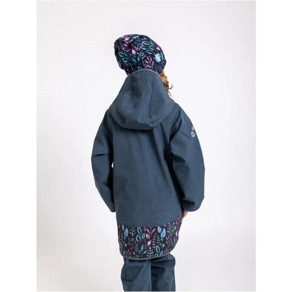 children's softshell jacket with fleece Unuo Basic Leaves brindled blue