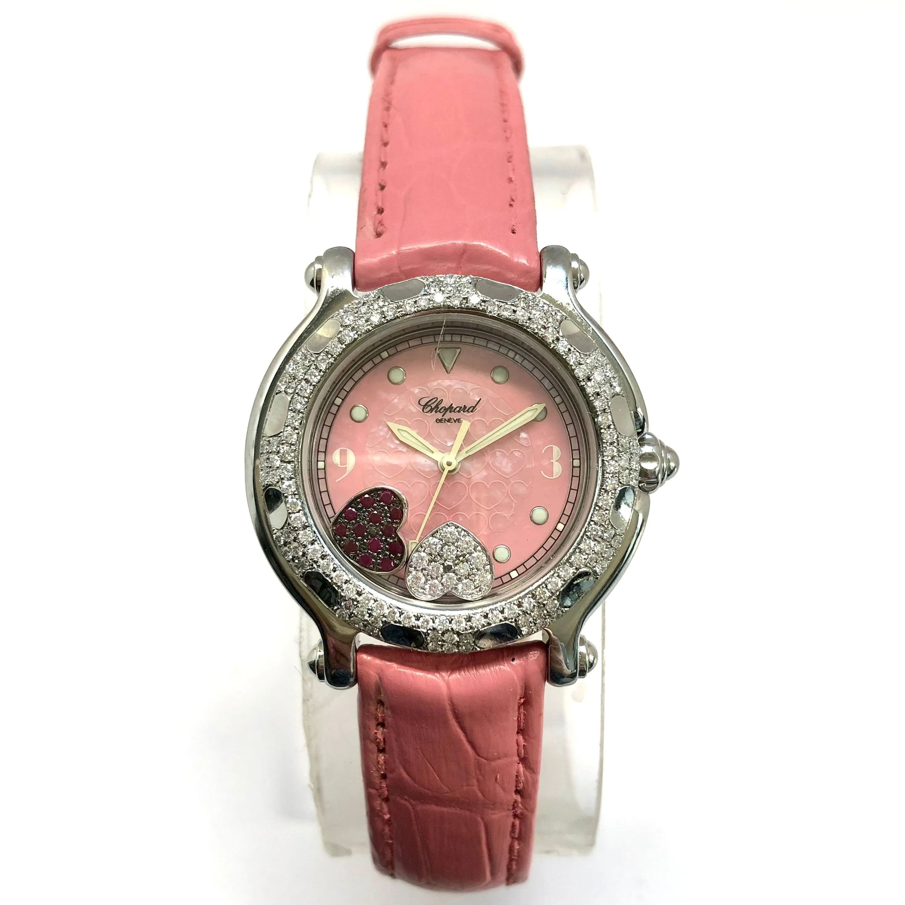 CHOPARD HAPPY SPORT Quartz 32mm Steel Diamond & Red Rubies Watch