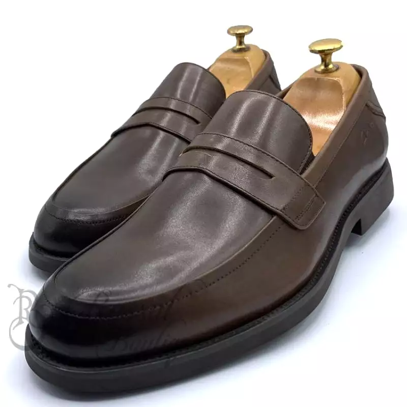 CLK leather mens penny loafers |Brown