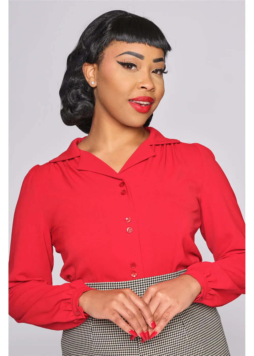 Collectif Pepper 40's Blouse Red