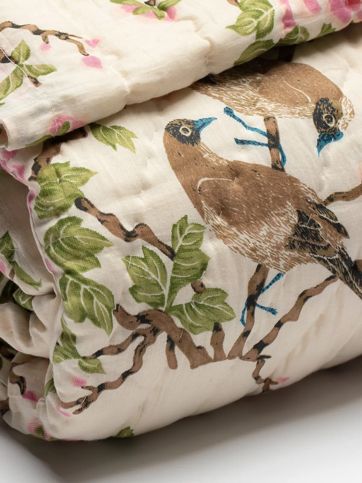 Cotton Hand-stitched Quilt - Lovebird