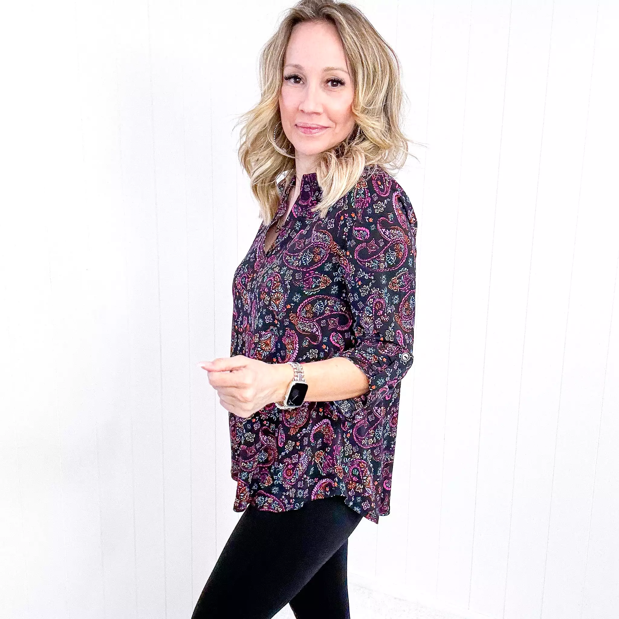 Dear Scarlett Black Paisley Lizzy Top