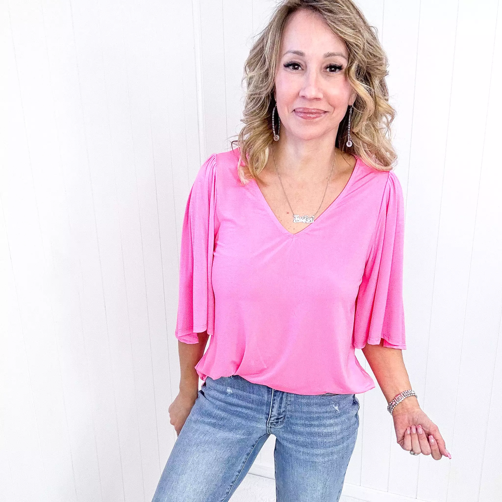 Dear Scarlett Cali Blouse in Neon Pink