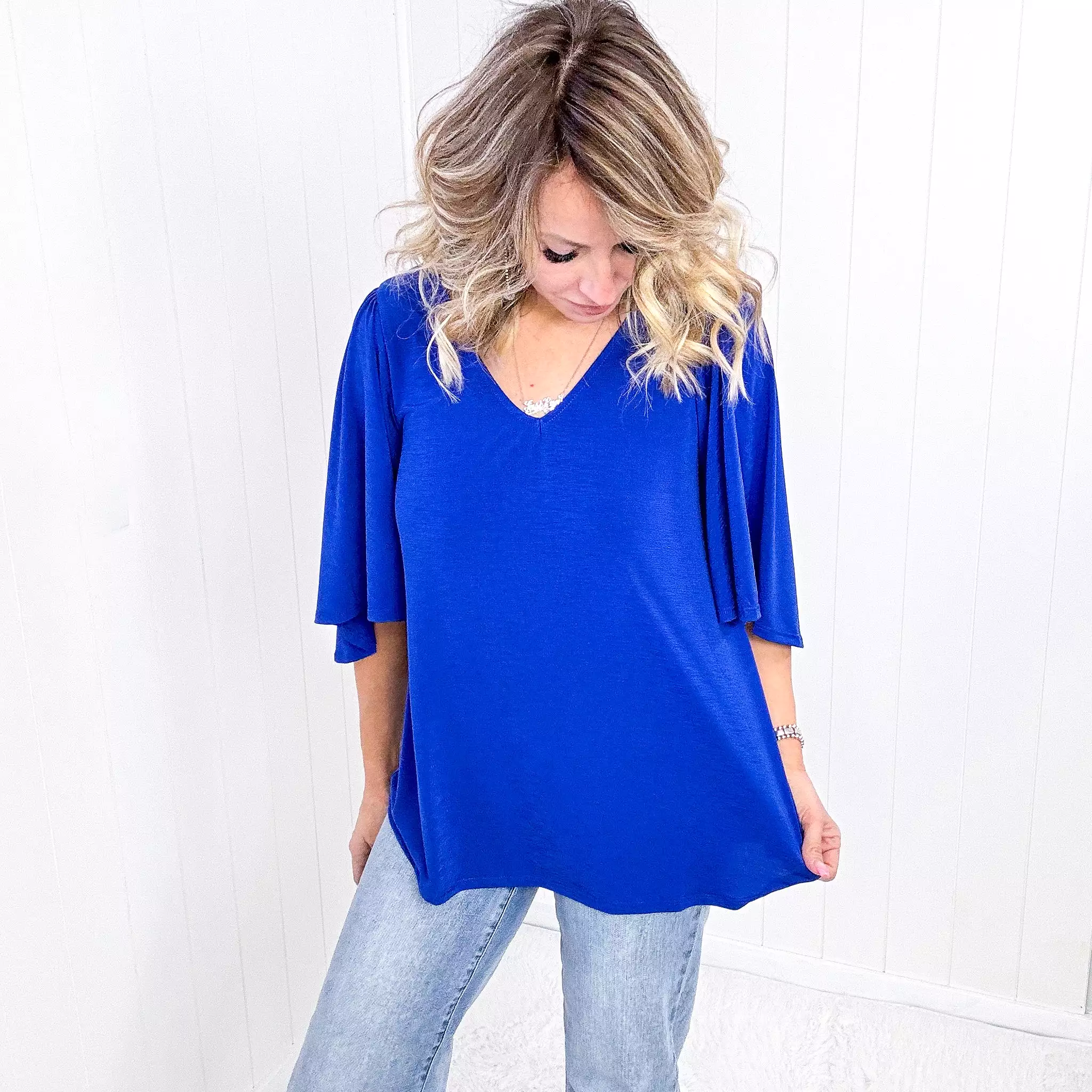 Dear Scarlett Cali Blouse in Royal Blue