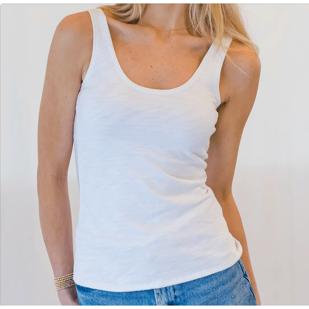 Double Layer Pima Cotton Tank in White