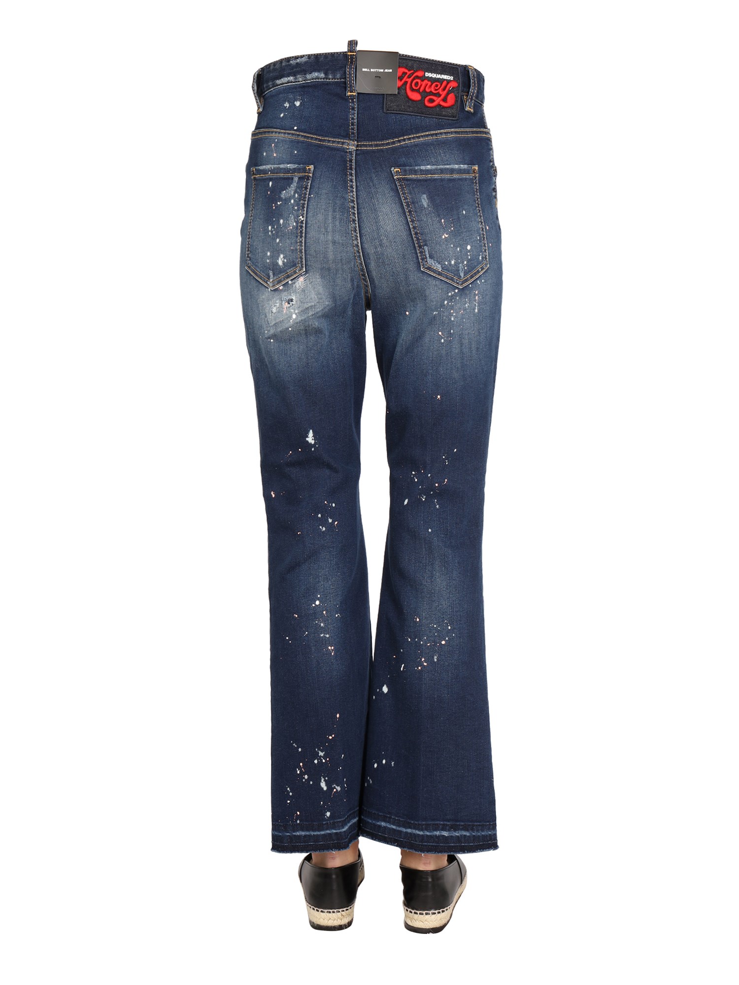 DSQUARED    WIDE LEG COTTON DENIM JEANS