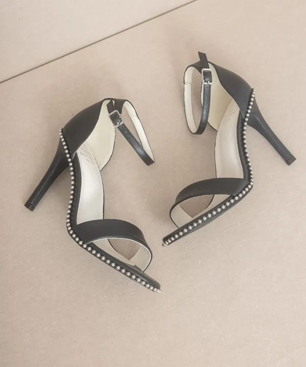 Dublin Metal Stud Open Toe Heels