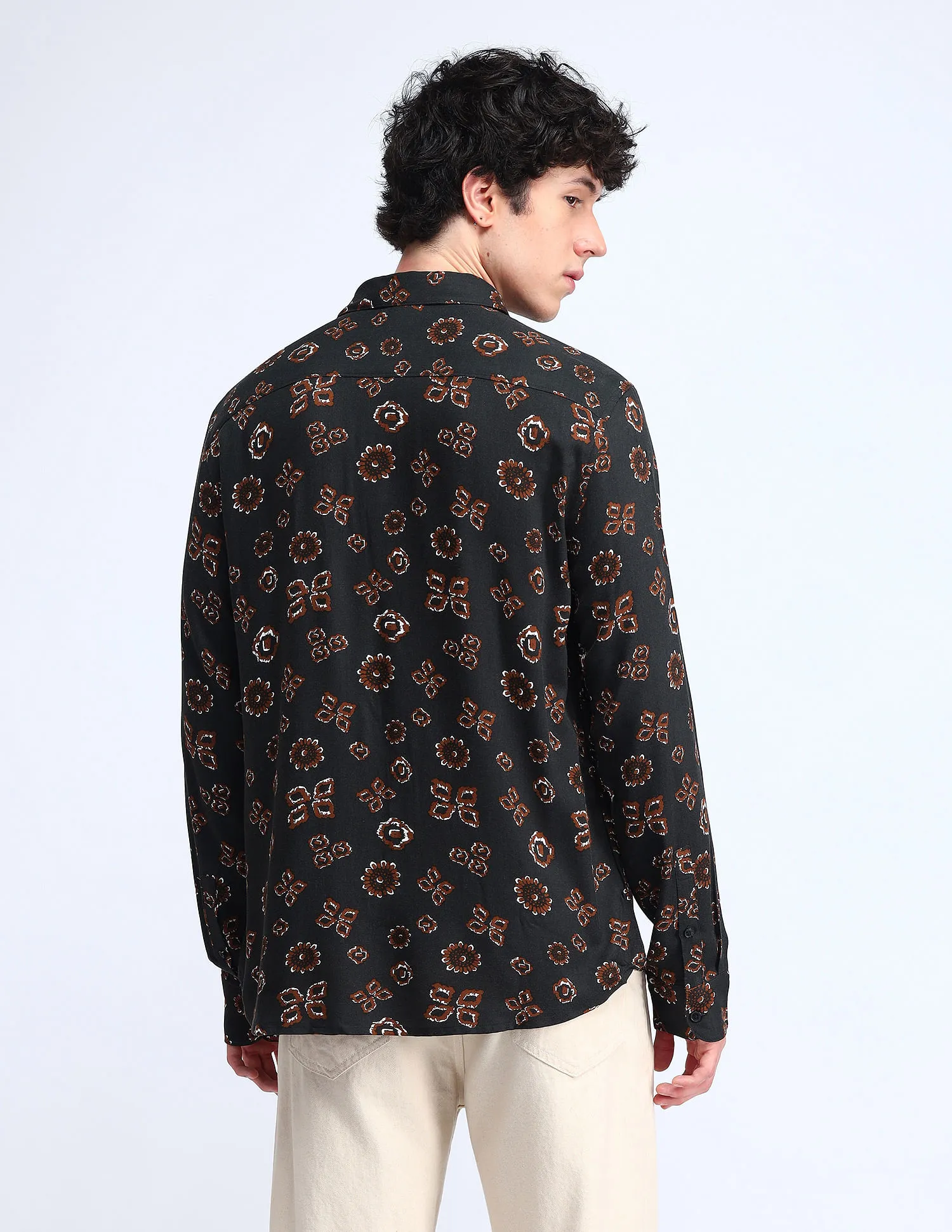 Flying Machine Printed Regular Fit Twill Shirt