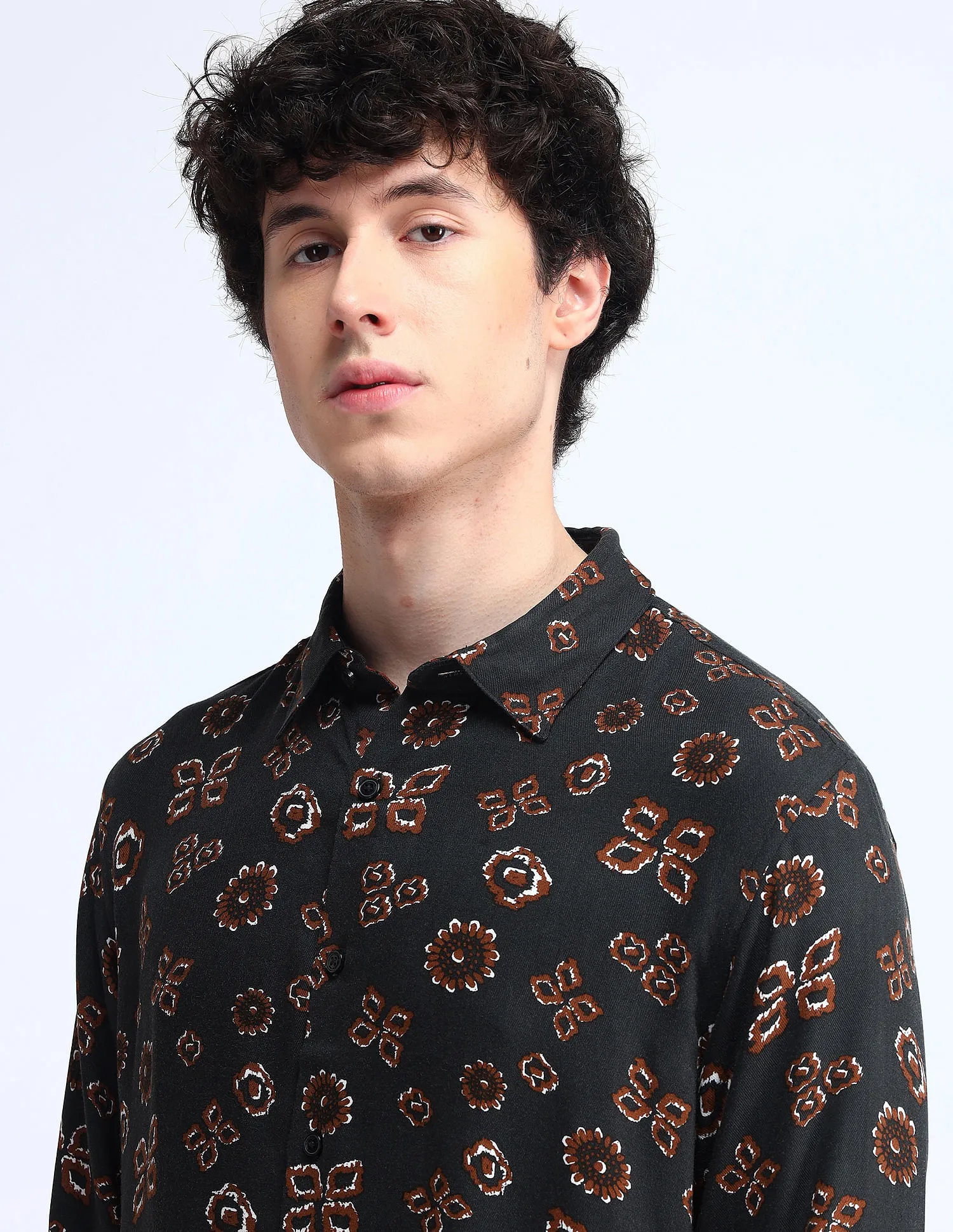 Flying Machine Printed Regular Fit Twill Shirt